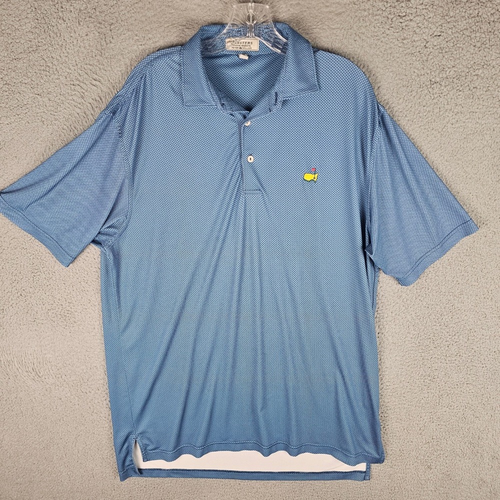 Peter Millar Polo Men XL Blue Masters Collection Micro Check Golf BPM17P1743-09